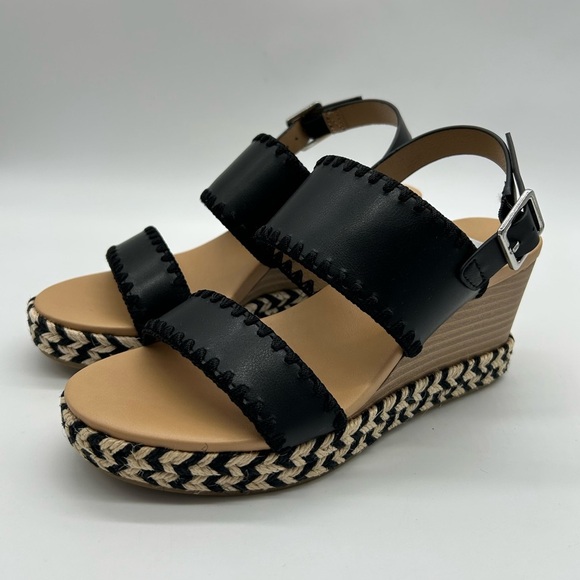 DV by Dolce Vita Black Vegan Wedge Sandals Size 8 NWB - Picture 4 of 12